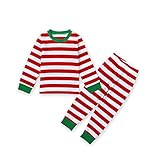 MIOIM Baby Kid Boys Girls 2pcs Christmas Xmas Striped Nightwear Pajamas Set Sleepwear