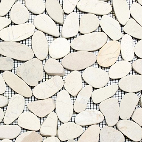 Buy Mosaic Tiles River Pebbles Cut White for Floors, Wall, Bathroom, Toilet, Shower, Kitchen