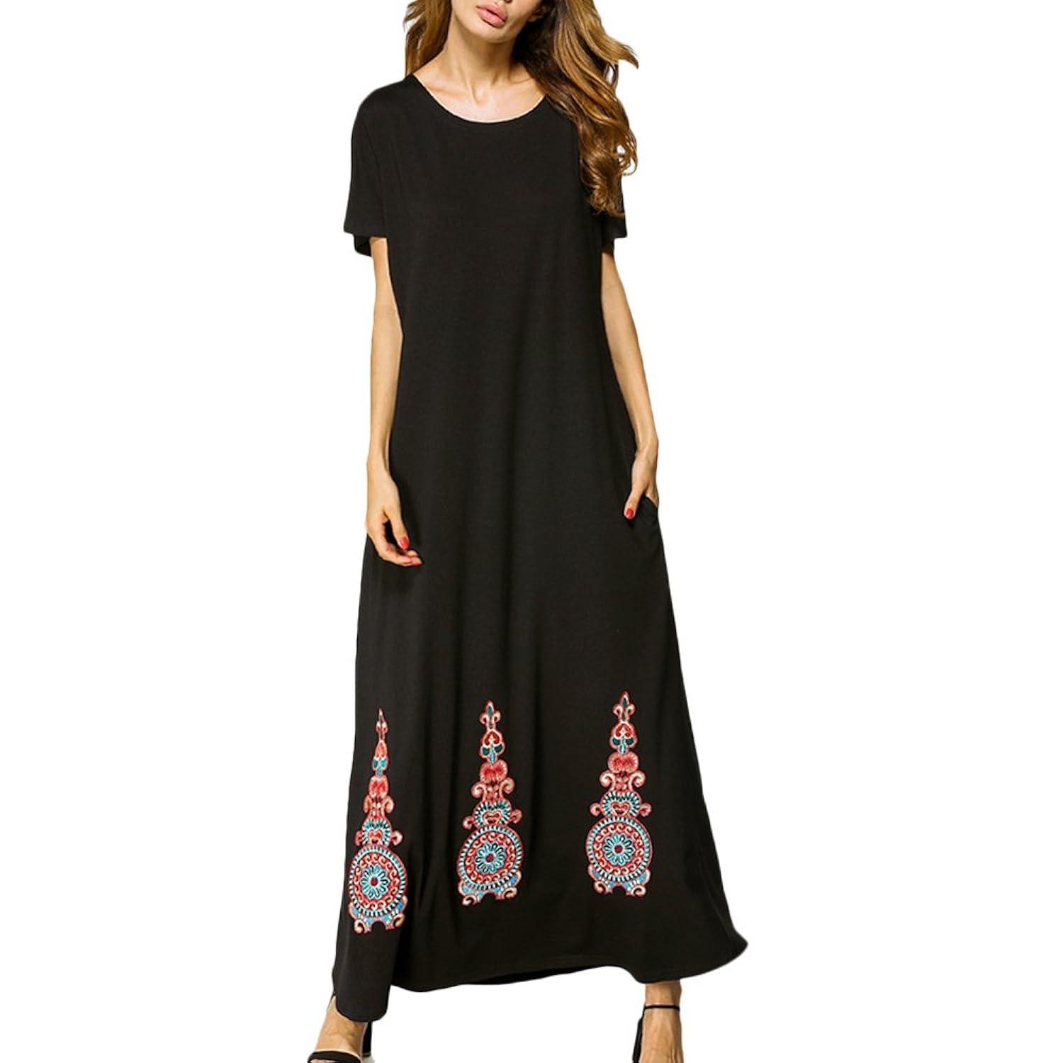 Zhhlinyuan Muslims Womens Dress Abaya Middle Eastern Moroccan Robe Dresses For Summer