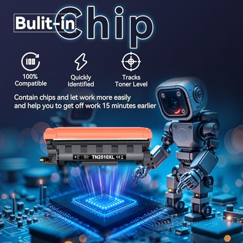 TN2510XL Compatible para Brother TN2510XL TN-2510XL TN2510 para Brother HL-L2400DWE Toner HL-L2400DW MFC-L2835DW MFC-L2800DW DCP-L2620DW MFC-L2860DWE DCP-L2627DW, 2 Negro