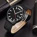Men's Unique Analog Quartz Classic Business Casual Waterproof Dress Wrist Fashion Watch with Black Leather Band and Calendar Date Window Black