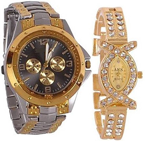 Analogue Golden Unisex Watch ishine-sib-Combo-143 (Pack of 2)