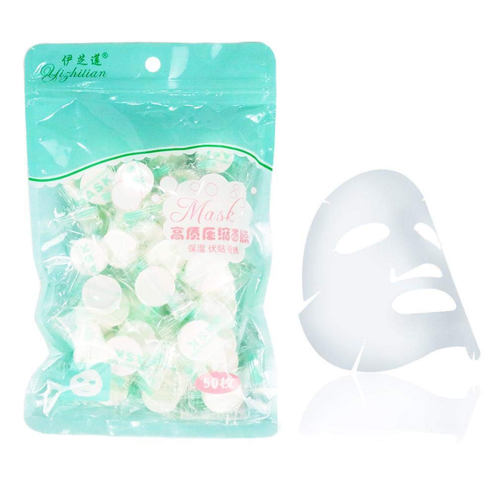 Gracefulvara 50 Pcs Non-woven Compressed Facial Mask Sheet, Beauty DIY Disposable Mask Paper Homemade Moisturizing Mask, Natural Skin Care Wrapped Masks Normal Thick