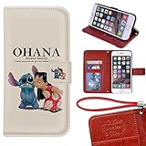 iPhone 6 Wallet Case[4.7 inch], Onelee - Disney's Lilo & Stitch Ohana Premium PU Leather Case Wallet Flip Stand Case Cover for iPhone 6 with Card Slots