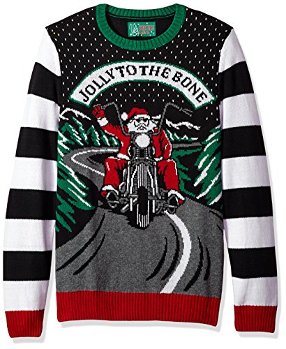 Ugly Christmas Sweater Men's Jolly to The Bone, Black, L