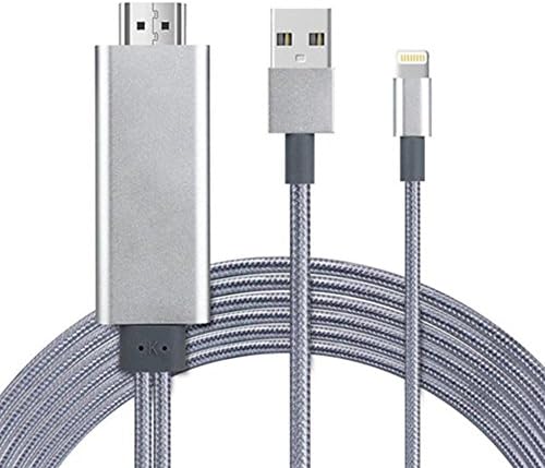 Lightning to HDMI, HDTV Adapter, Lightning Digital AV to HDMI 1080P Cable, Plug&amp;Play Nylon Brained 6.6ft/2m Sync Screen Device for iPhone/iPad/iPod