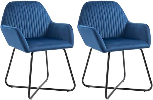 Vidaxl 2x Esszimmerstuhl Mit Armlehne Kuchenstuhl Stuhl Stuhle Sessel Polsterstuhl Essstuhl Lehnstuhl Esszimmerstuhle Besucherstuhl Blau Samt Stahlbeine Amazon De Kuche Haushalt
