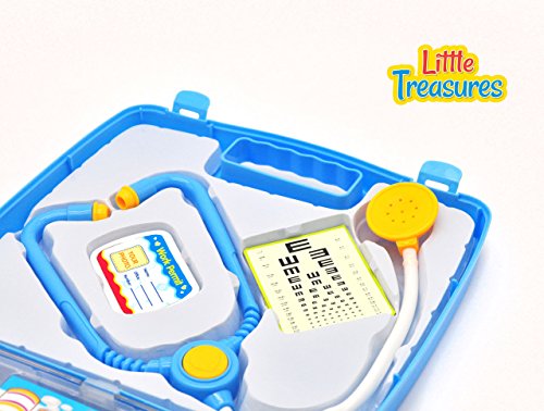 Little Treasures Doctor Medical Play Set - Designed specifically for 3+ Kids; Consist of Stethoscope, Otoscope, Reflex Testing Hammer, Inspection Mirror, Medical Scissors, Medicines, Work Permit Card - Thumbnail 4