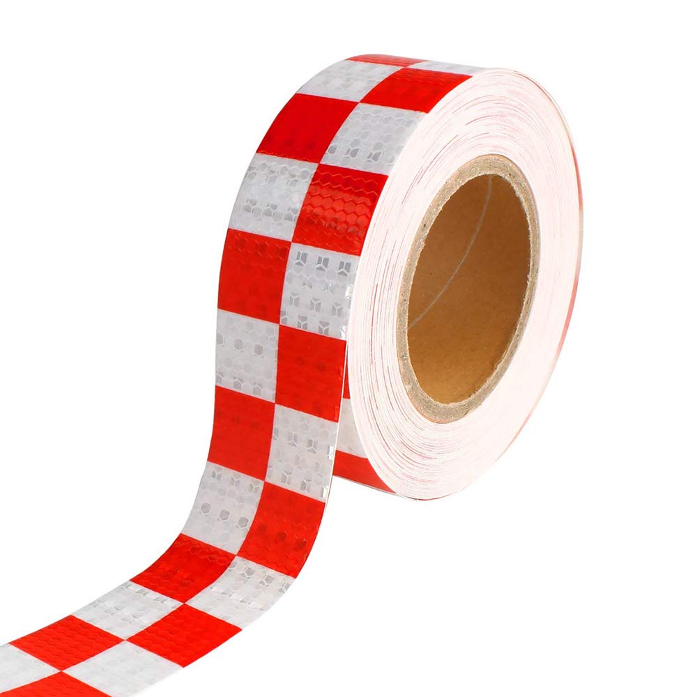 Onerbuy Waterproof Reflective Safety Tape Hazard Caution Warning Sticker High Visibility Strong Adhesive Reflector Roll for Cars, Trucks, Trailers, 6M/20ft, Grid
