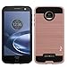 Moto Z Force Case, Tauri [Shock Absorbent] Slim Brush Texture Hybrid Defender Armor Protective Case Cover For Motorola Moto Z Force Droid - Rose Gold