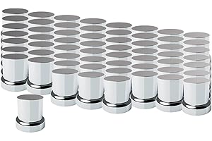 United Pacific 10772CB Wheel Lug Nut Cover, 33mm X 2", Chrome, Plastic, Flat Top, with Flange, Push-On