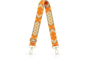 Youteer Adjustable Handbag Strap Wide Purse Strap Replacement Shoulder Crossbody Bag Strap Orange Rhombus