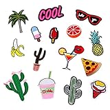 Gosear 15 PCS DIY Clothes Patches Stickers Cartoon Banana Cactus Orange Patches for Clothing Bags