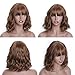 MISSQUEEN Short Wavy Bob Wigs for Women,Short Brown Auburn Bob Wig with Bangs,Pastel Curly Wavy Synthetic Cosplay Heat Resistant Wigs…