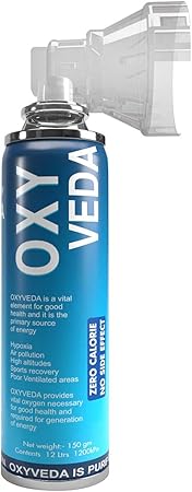 Oxyveda portable oxygen can/cylinder 300 Breath approx inbuilt mask-12 l