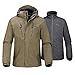 OutdoorMaster Men's 3-in-1 Ski Jacket - Winter Jacket Set with Fleece Liner Jacket & Hooded Waterproof Shell - for Men (Desert,M)