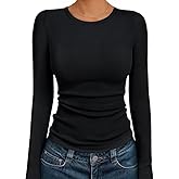 iGENJUN Womens Ribbed Long Sleeve Crewneck Casual Underscrubs Layer Slim Basic Shirts Fitted Knit Tops