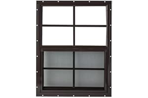 OUTDOOR HARDWARE SUPPLY Shed Window 24x27 Flush - Vertical Slider with Bug Screen (Brown)