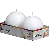 Bolsius 2 Count White Ball Candles - 2.75 Inches Unscented Candle Set - Premium European Quality - Dripless And Smokeless Clean Burning Dinner Candle - Perfect for Wedding, Party, And Special Occasion