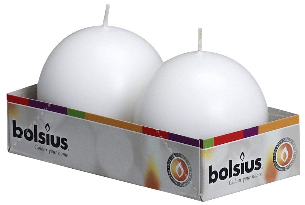 Bolsius Church Ball Candle White 70mm Pack of 2