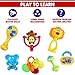 Liberty Imports Deluxe 7 Piece Baby Rattles Teether and Shakers in Milk Bottle - Grab and Spin Animal Fun Toy Gift Set - Early Educational Toys for 3, 6, 9, 12 Month Baby Infant, Newborn, Toddler