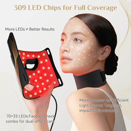 LED Light Therapy Mask Skin Care Mask, LED Red 630±5nm & NIR 830nm Wavelength for Home Use