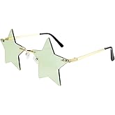 Klfoho Rimless Star Shape Sunglasses Fashion Glasses Women Men Party Christmas Cosplay Glasses Pentagram Sunglasses