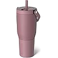 BrüMate Resa 35oz 100% Leakproof Travel Tumbler with Handle & Straw | Flexible Soft Sip Straw | Silicone Sleeve for Durability | Stainless Steel | Cup Holder & Travel Friendly | (Rose Taupe)