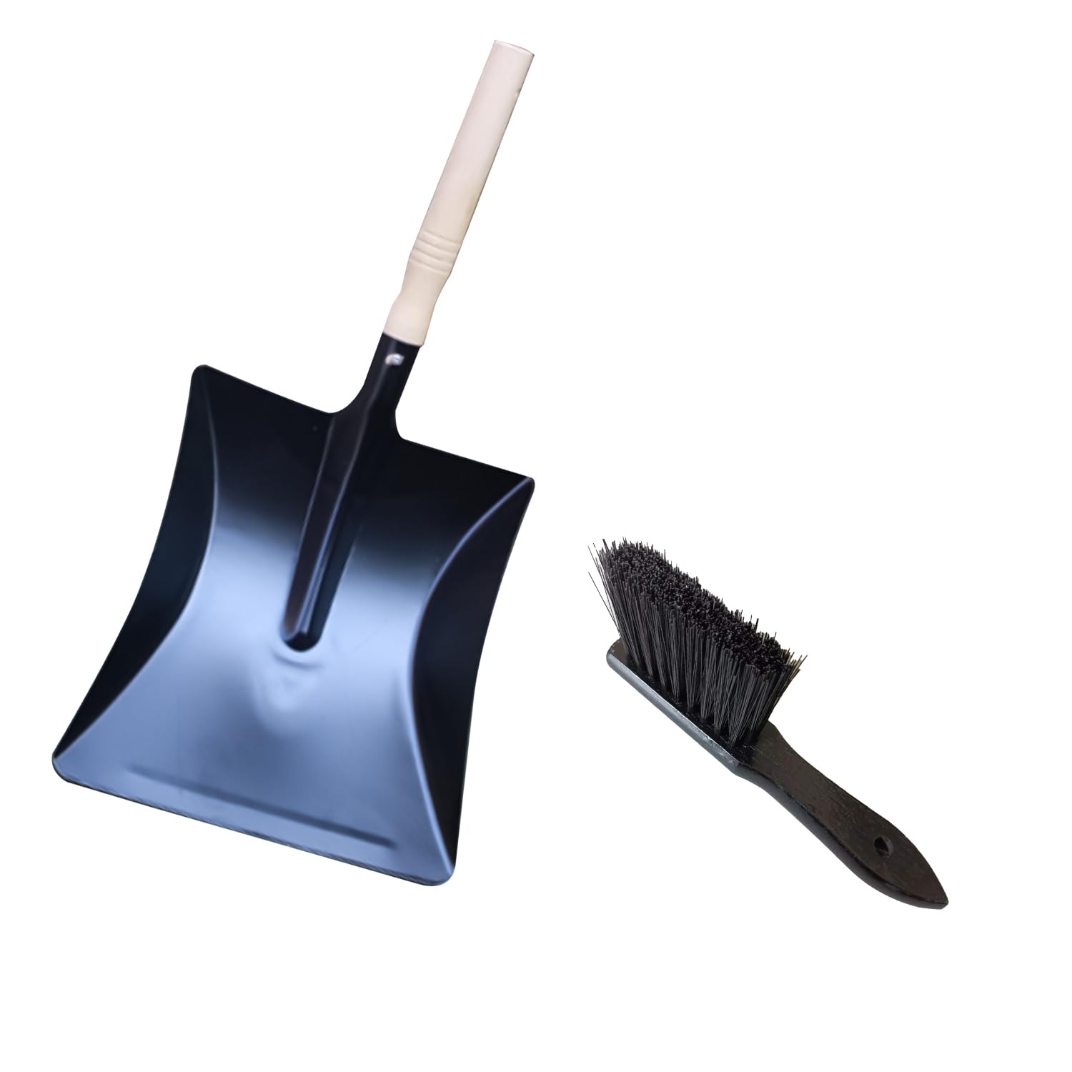 Lezevn 2pcs Fireside Companion Tool Set Fireplace Ash Shovel Coal Shovel Wooden Handle Shape Brush for Wood Stove Fireplace Fire Pit