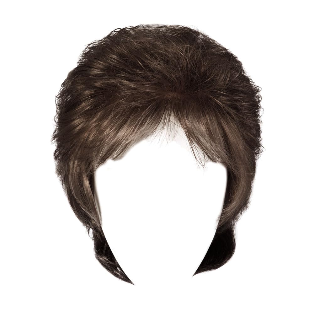 Photo 1 of GABOR Instinct Luxury Short Wavy Shag Wig With Extended Lace Front by Hairuwear, Petite Average Size Cap, G4+ Dark Chocolate Mist
