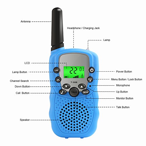 Walkie-Talkies-for-Kids-2-Pack-FRSGMRS-Wireless-Handheld-Two-Way-Radio-Transceiver-Toy-Battery-operated-Handset-22-Channels-3KM-Call-Range-Distance-with-Flashlight-for-Outdoor-Camping-Adventure