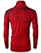 H2H Mens Unique Slim fit Fashionable Designed Shirring Long Sleeve T-shirts RED US S/Asia M (KMTTL0252)