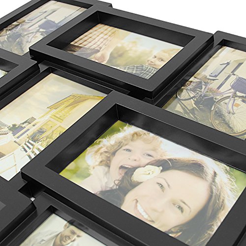 Jerry & Maggie - Photo Frame 17x39 Black Picture Frame Selfie Gallery Collage Wall Hanging for 6x4 Photo - 21 Photo Sockets - Wall Mounting Design