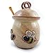 Modern Artisans Bee 20-ounce Stoneware Honey Pot Pottery Jar with Cherry Wood Honey Stick, American Made