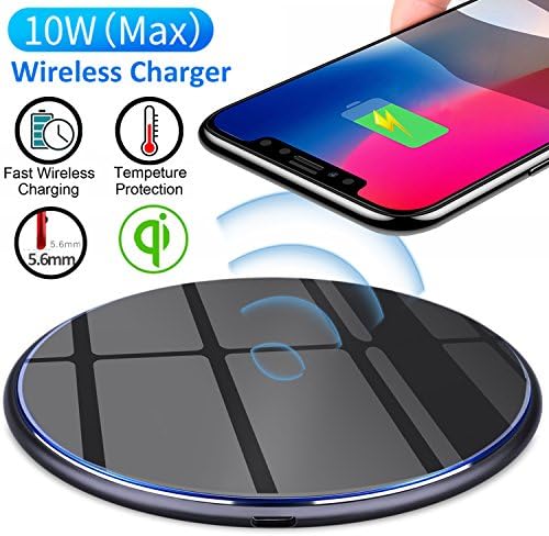 Wireless Charger Pad 10W - Symfury Fast Wireless Charging Pad Base Stand for iPhone X/ iPhone 8/8 Plus for Samsung Galaxy S9/S9 Plus /S8/S8 Plus /S7 Note 8 and All Qi-Enabled Devices