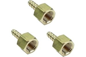 HongBoW Hardware Brass Barb Fitting Female Connector (1/4" Barb x 3/8 NPT Female, 3)