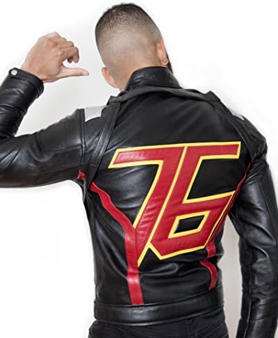 Mens Overwatch Game Soldier 76 Leather Jacket Black (XXXL)