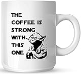 Star Wars - The Coffee is Strong with this One - 11oz Ceramic Coffee Mug - White Mug - Black One-Sided Print - Gloss Finish