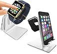 Orzly Charge Station for Apple Watch and iPhone - Aluminum - DuoStand Silver