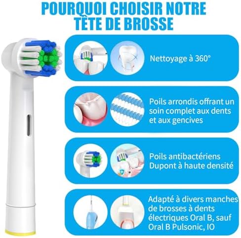 Brossettes Compatible avec Brossette Oral-b Brosse a Dent Electrique, 20 Tete Brosse a Dent Pour Oral B Modèles Vitality Pro 3 — photo 3 sur 5