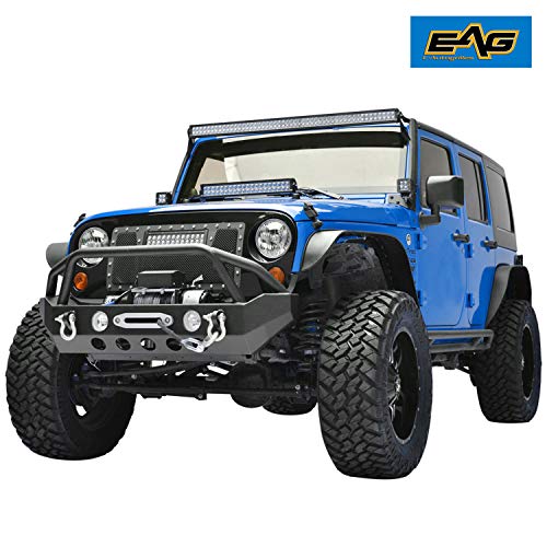 EAG Front Bumper with Fog light Housing and Winch Plate Fit for 0718 Wrangler JK Offroad