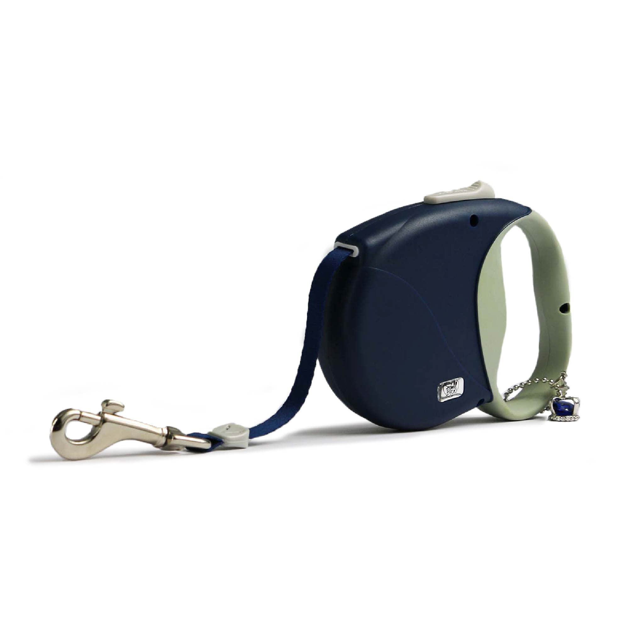 Ancol Small Bite Retractable Lead Sapphire Gem Stone Crown Design for Puppies and Small Dogs - 3.5m Tape with Matt Coloured Shell