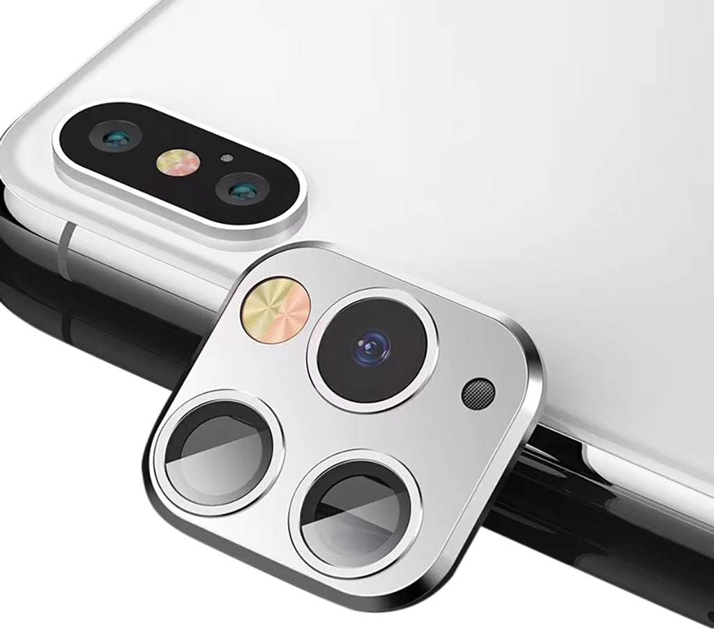 Ouniman Compatible with iPhone X Xs MAX Camera Lens Change for iPhone 11 PRO MAX Lens HD Film Camera Cover Screen Protector Titanium Tempered Glass Sticker Anti-Scratch Fingerprint (Silver (1 pcs))