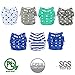 Nautical Reusable Unisex Newborn Baby Cloth Pocket Diapers 7 Pack with 7 Bamboo Inserts and 1 Wet Diaper Bag, One Size Adjustable Washable Organic Diaper Set, Baby Shower & Registry Gifts