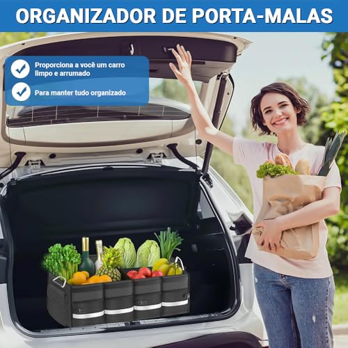 Organizador Carro Dobrável com Vários Compartimentos, Organizador de Porta-Malas de Carro, Armazenamento Dobrável para Acessórios de Carro para Mulheres E Homens