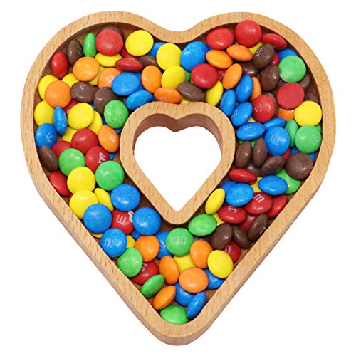 Wooden Heart Candy Dish, Monogram Nut Bowl, Snack, Cookie, Cracker Serving Plate, Decorative Display, Home Accessory, Unique Gift Idea, for Date, Baby Shower, Birthday Party, Small Size