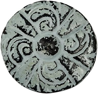 MarktSq Set of 4 Flat Metal Cabinet Knob in Distressed Green Finish