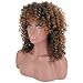 Mildiso Curly Wigs for Black Women Short Curly Wigs Afro Kinky Wig Brown and Black Synthetic Hair Wig 20'' with Wig Cap M030