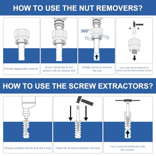 26 Pieces Anti-Theft Screw Nut Extractor Set, Chrome Steel with Hex Adapter, Broken Bolt Extractor for Removing Bolts, Nuts and Screws