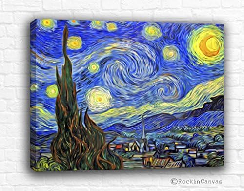 Vincent van Gogh Starry night Canvas Print reproduction fine art photo gallery print Artwork Giclee decor wall art postimpressionism art